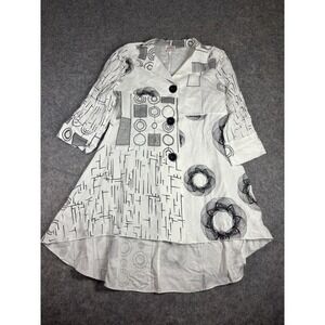 Kamana Women's S Button Up Flare Blouse Tunic Abstract Artsy To Wear Minimalist